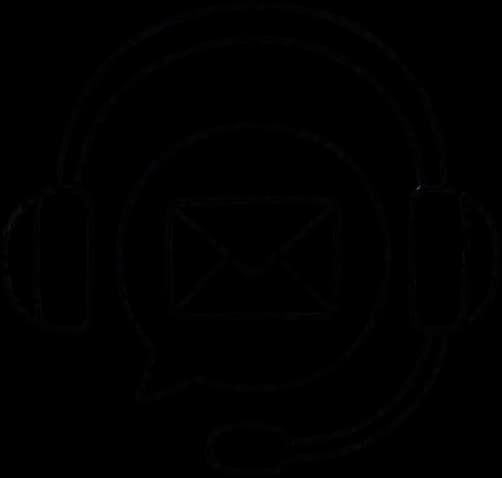 Headphones surrounding a support message